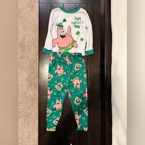 SpongeBob SquarePants Green and White Patrick's Day Pajama Set